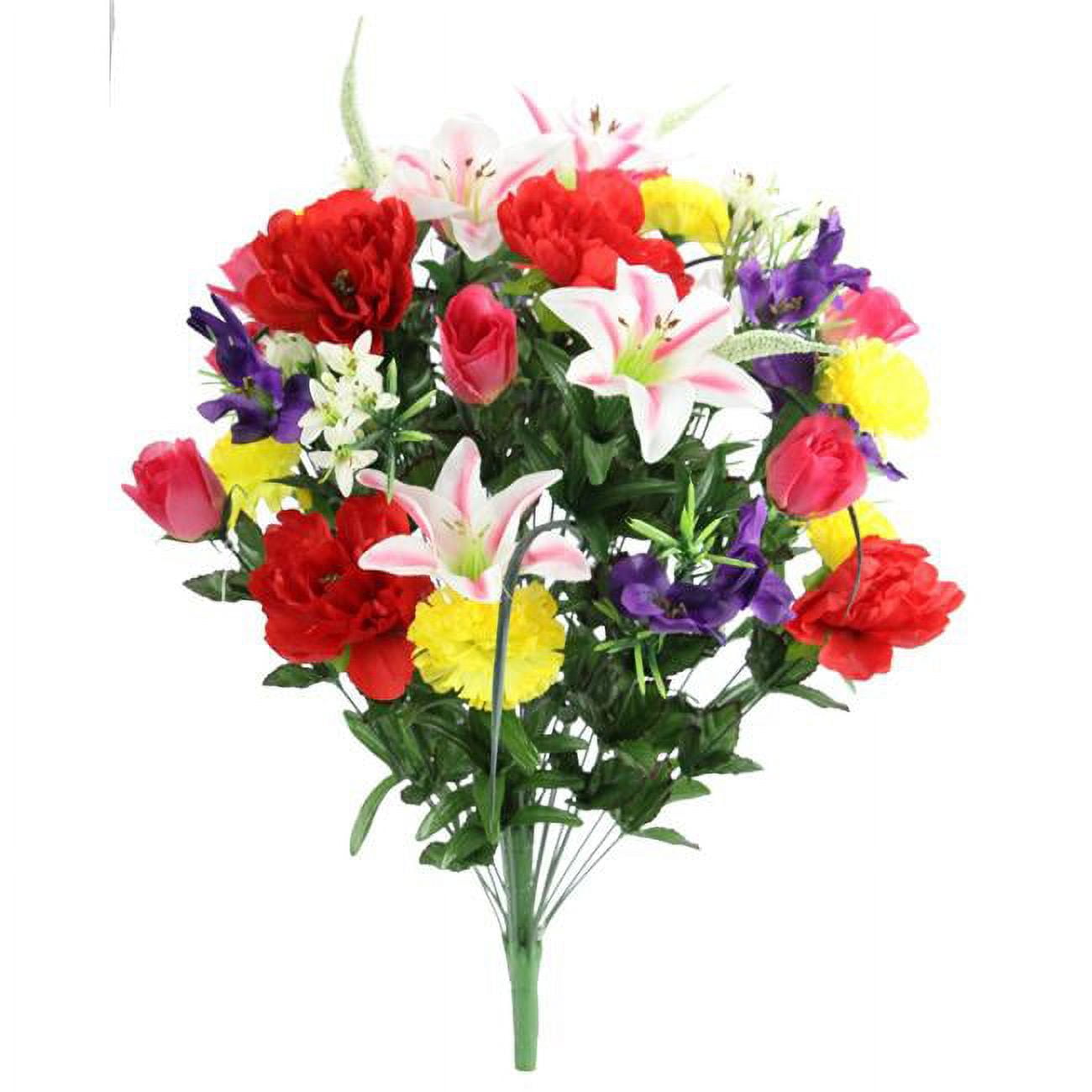 Picture of Admired by Nature ABN1B001-SPRING 40 Stems Artificial Full Blooming Lily&#44; Rose Bud&#44; Carnation & Mum with Greenery Mixed Flower Bush - Spring
