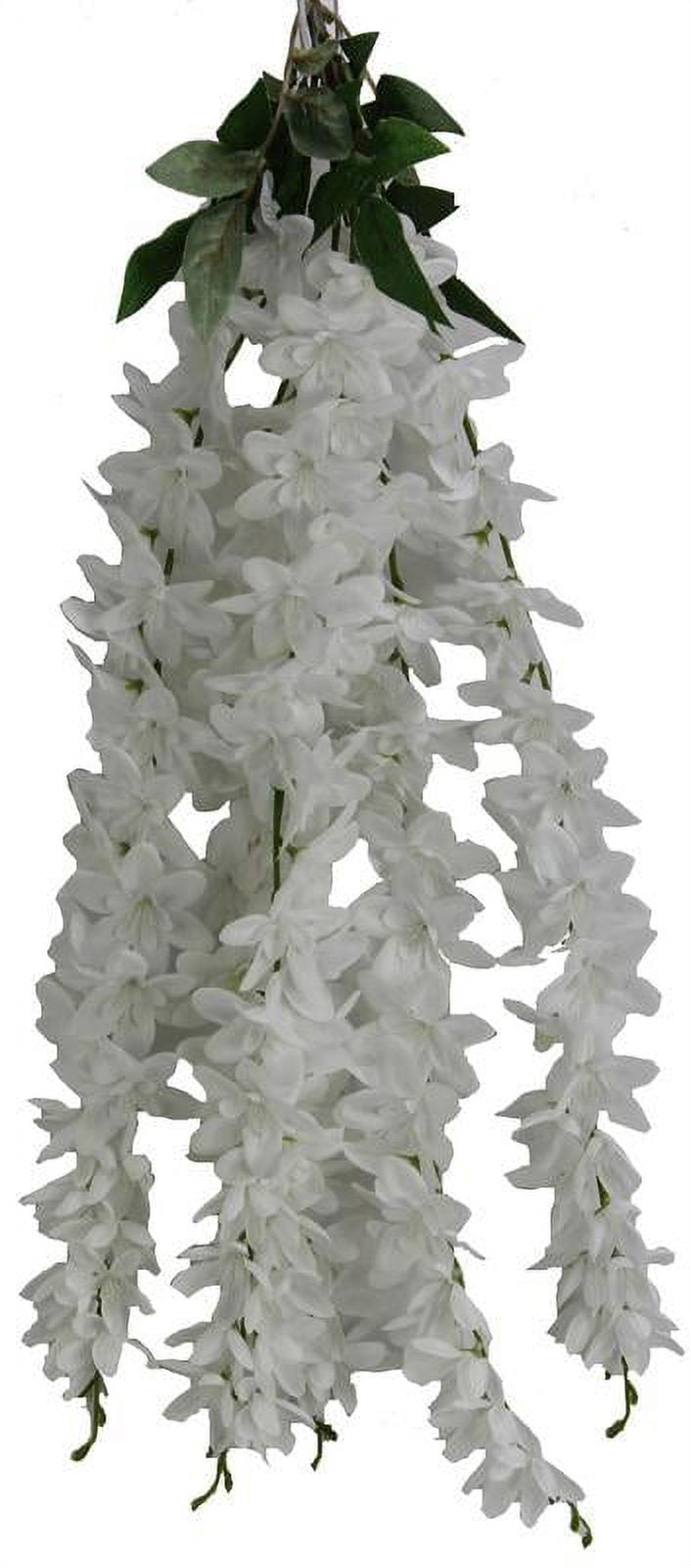 Picture of Admired by Nature ABN5B006-WHT Artificial 5 Stem Wisteria Long Hanging Bush Flowers - White