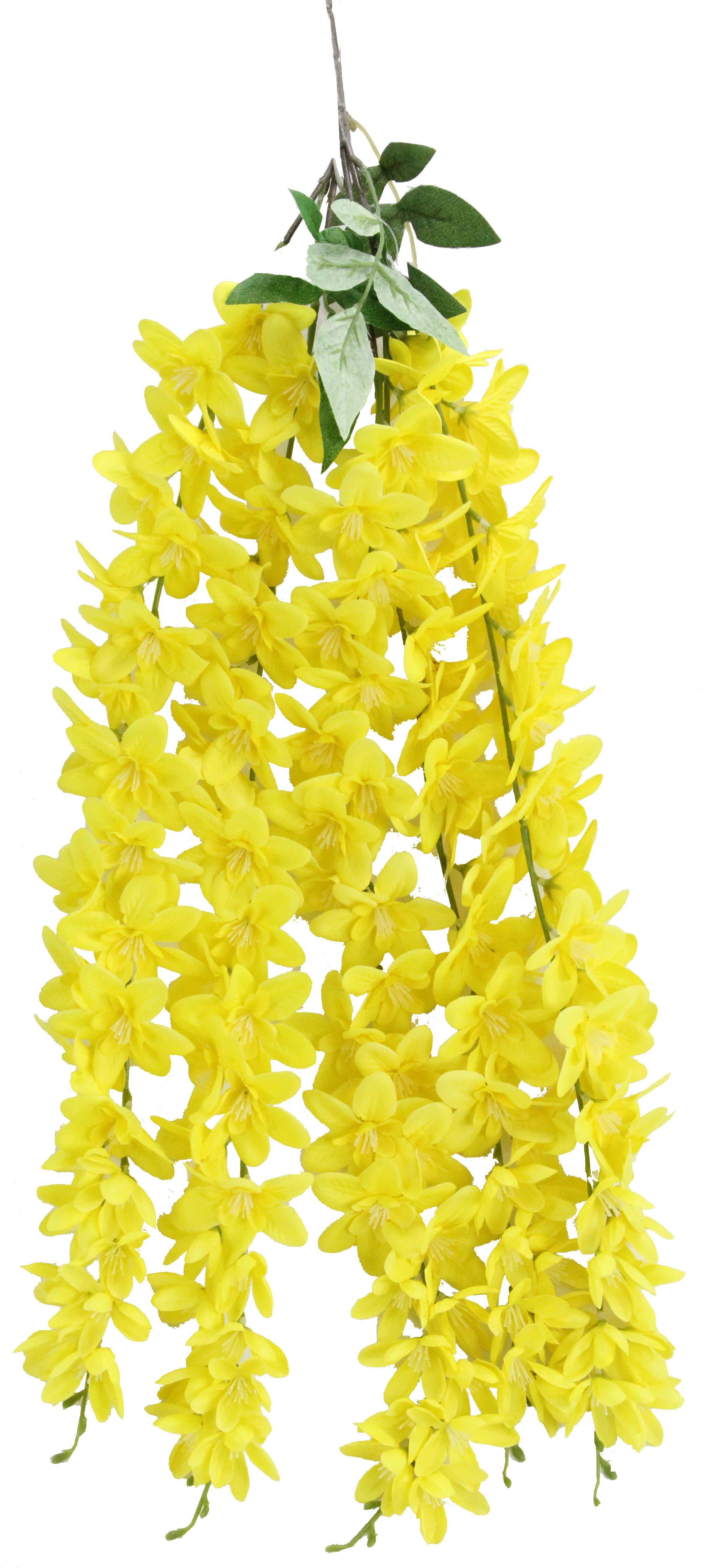 Picture of Admired by Nature ABN5B006-YLW Artificial 5 Stem Wisteria Long Hanging Bush Flowers - Yellow