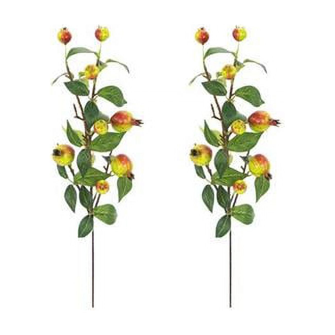 Picture of Admired by Nature ABN3L002-GNBG-2 29 in. Realistic Faux Pomegranate Fruit Spray Fall Decor&#44; Green & Burgundy - Set of 2