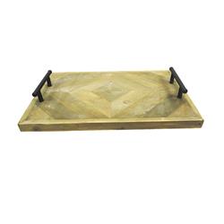 Admired by Nature ABN5E108-NTRL 20 in. Wooden Serving Tray with Metal Handles