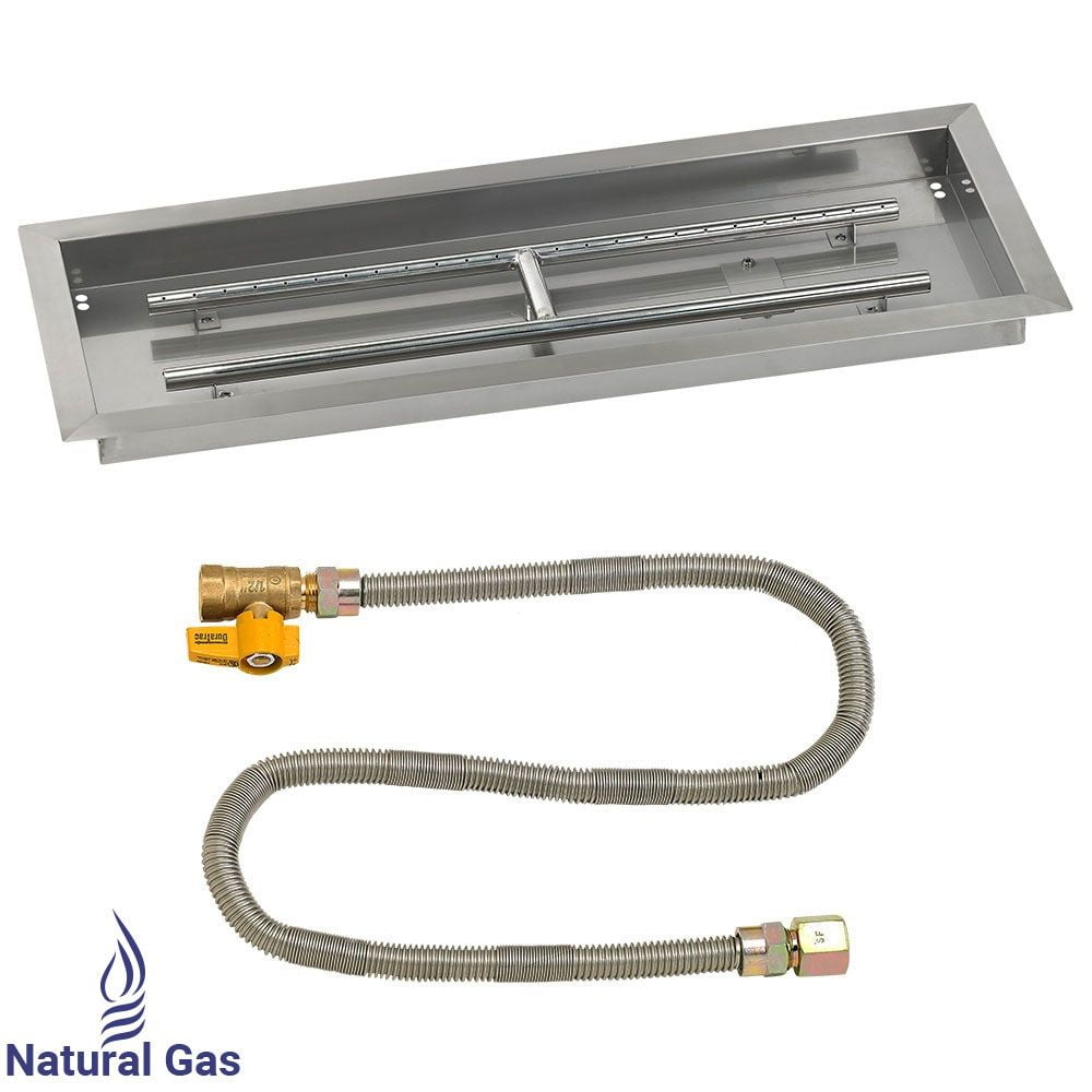 Picture of American Fireglass SS-AFPPMKIT-N-30 30 x 10 in. Rectangular Drop-In Pan with Match Light Kit - Natural Gas