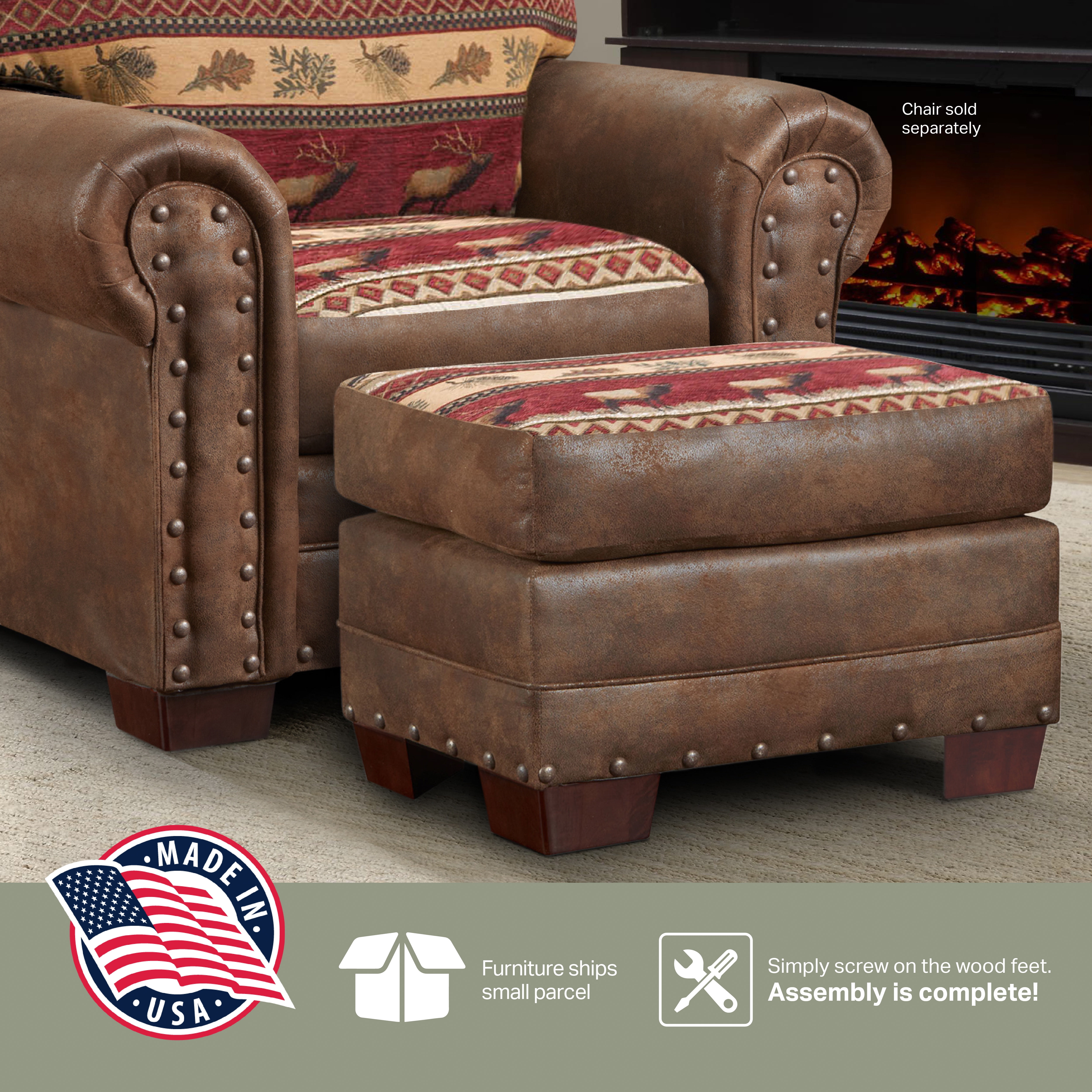 Picture of American Furniture Classics 8500-10 Sierra Lodge Ottoman