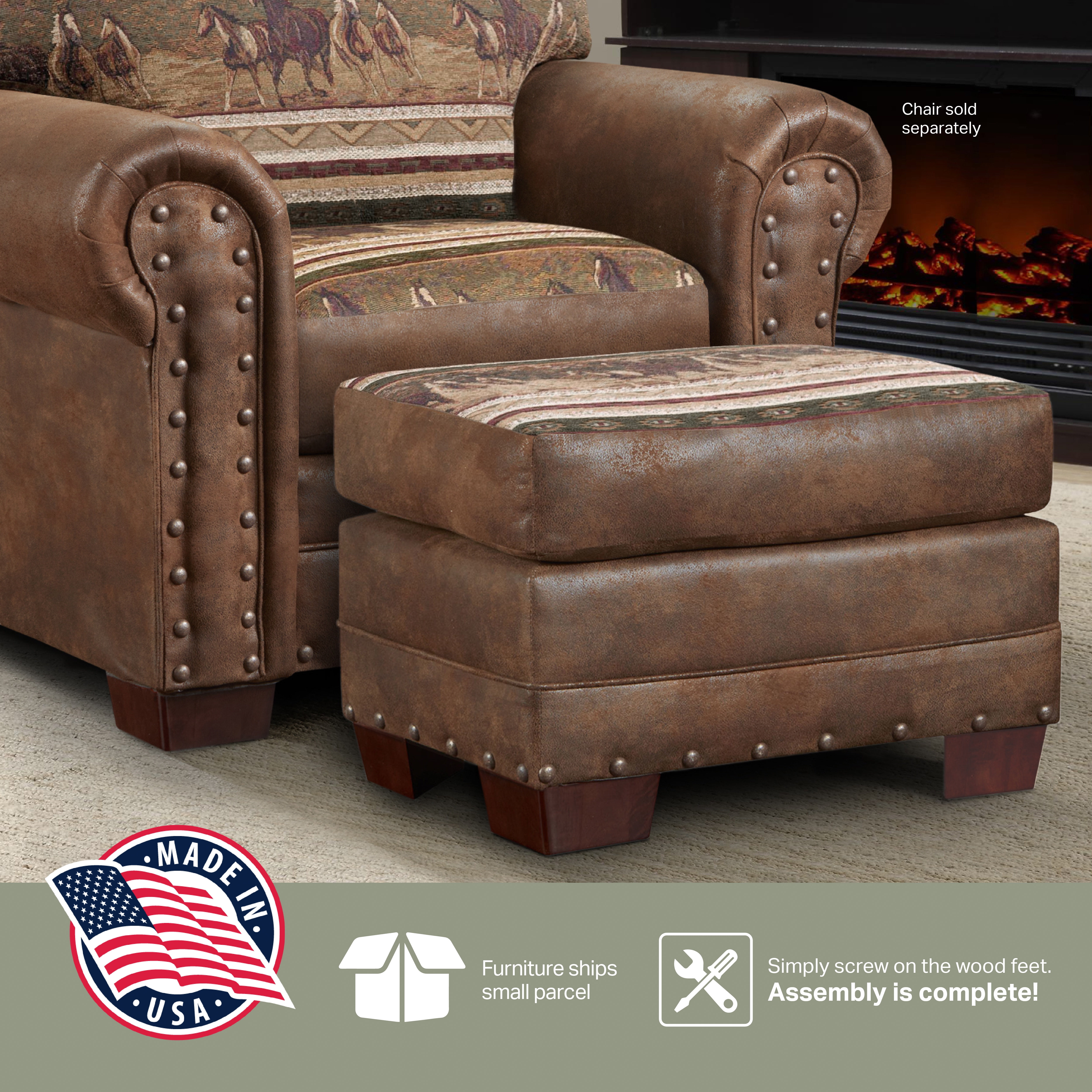 Picture of American Furniture Classics 8500-40 Wild Horses Ottoman