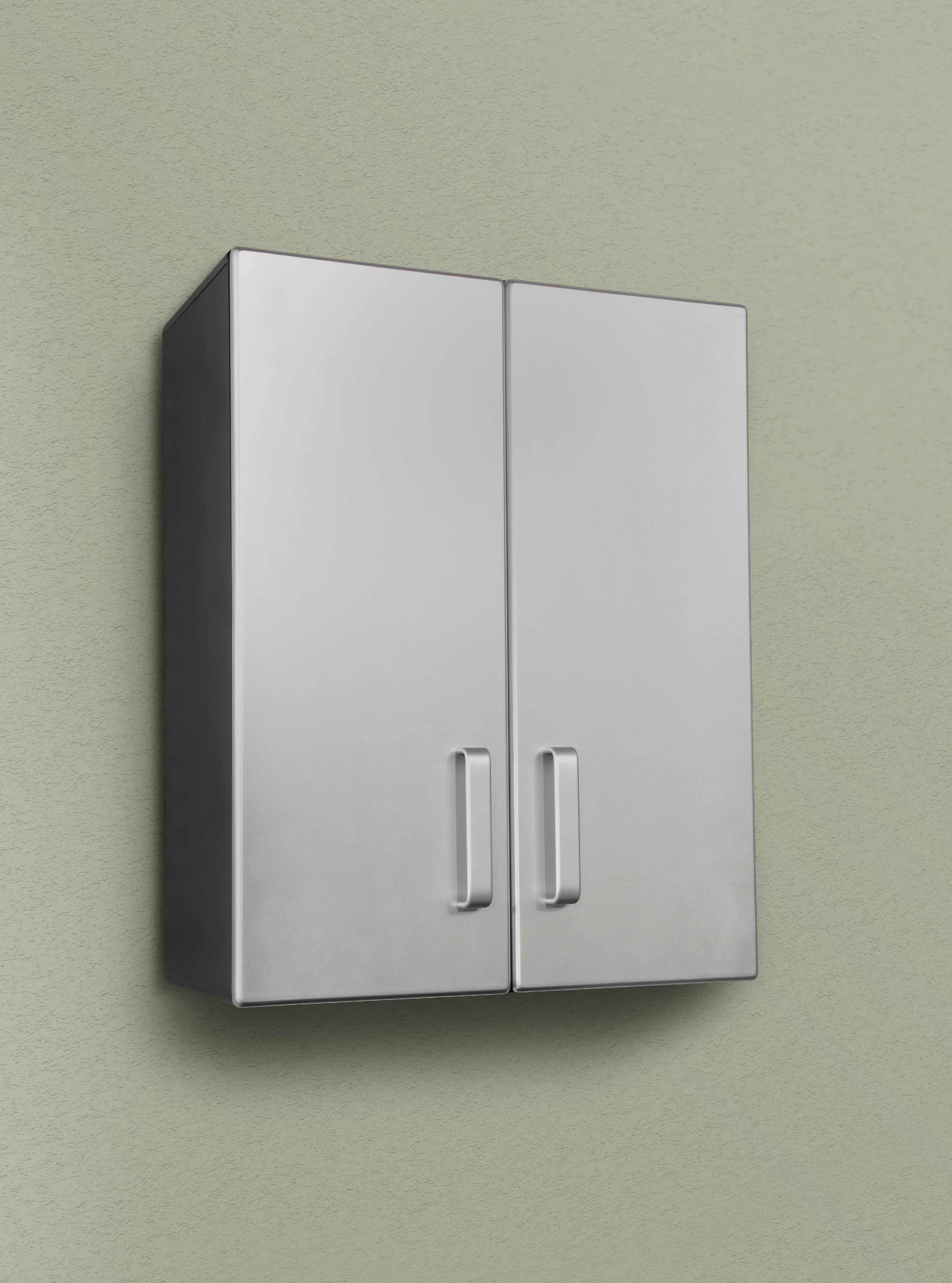 24205 30 x 23.75 x 13 in. Heavy Duty Two Door Overhead Cabinet, Black with Silver Metallic Fronts