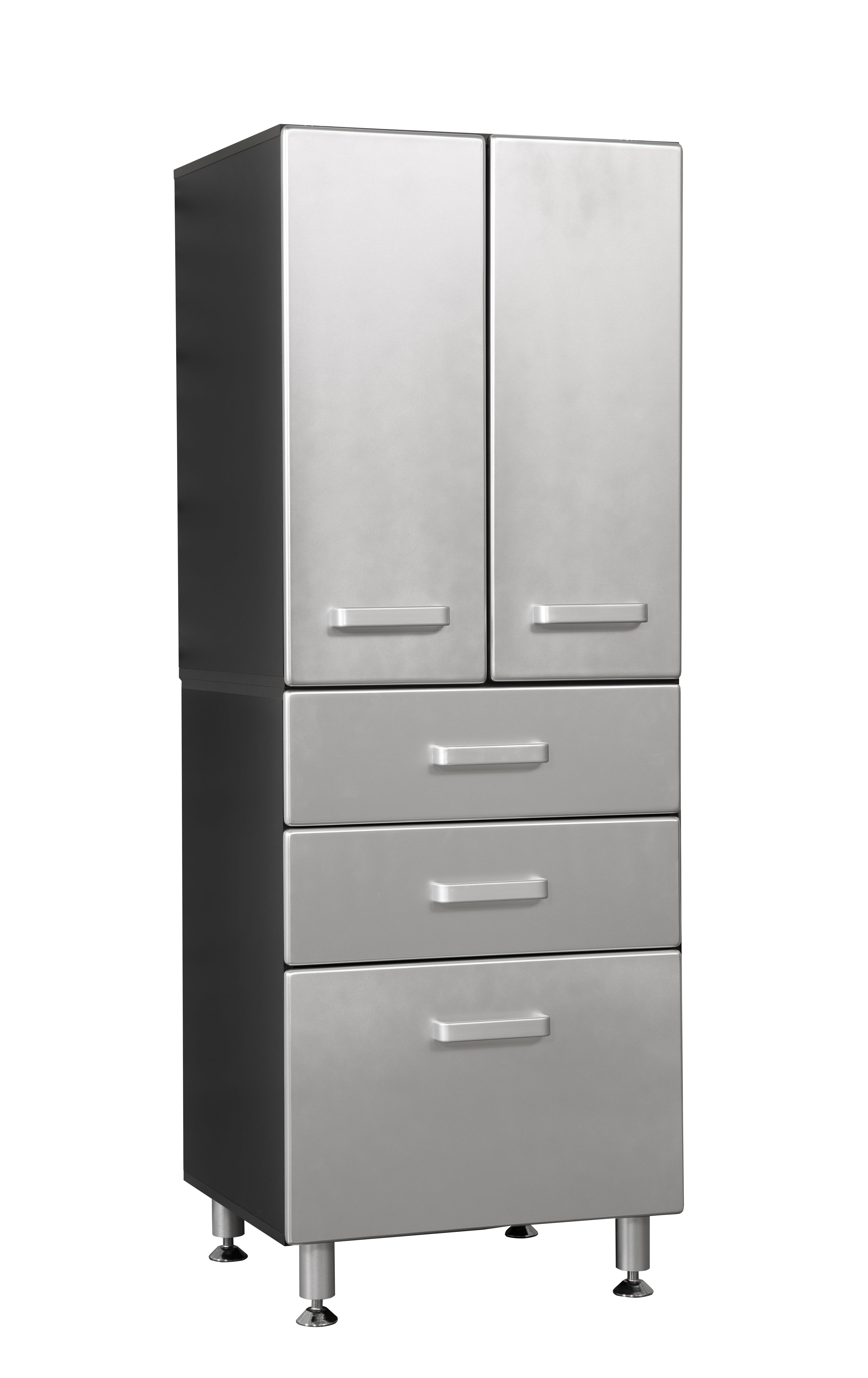 Picture of American Furniture Classics 24206K 71 in. Tuff-Stor Garage Storage Cabinet with 2 Doors & 3 Drawers&#44; Black & Silver