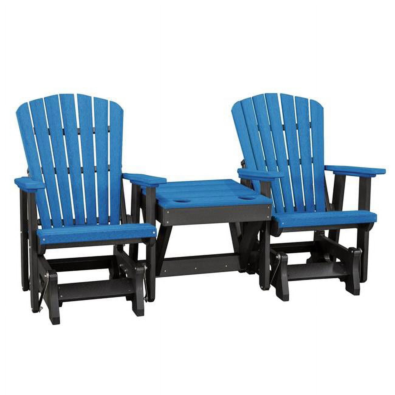 Picture of American Furniture 515BBK-K Double Glider Chair with Center Table with Black Base&#44; Blue