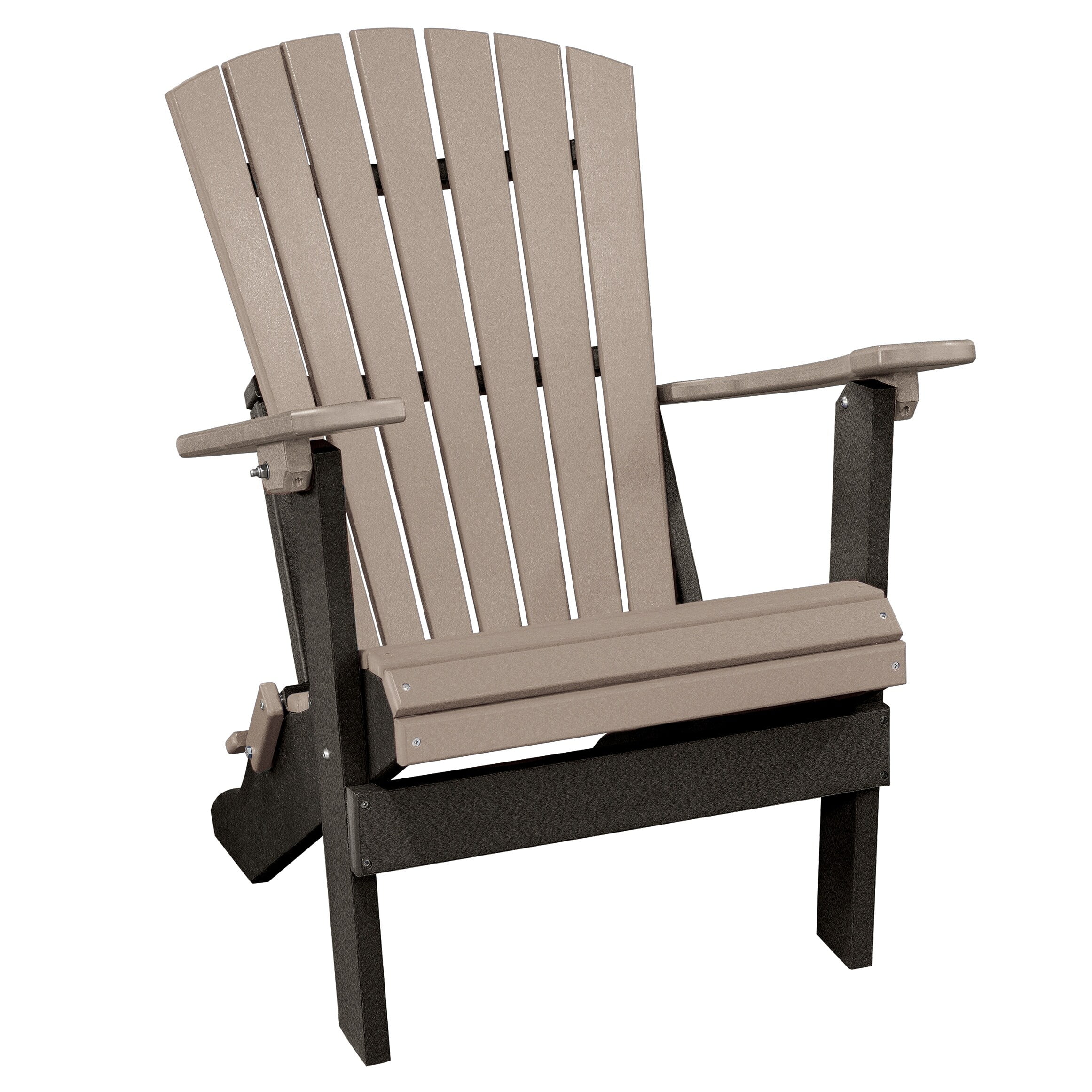 Folding Adirondack Weatherwood Chair with Black Base