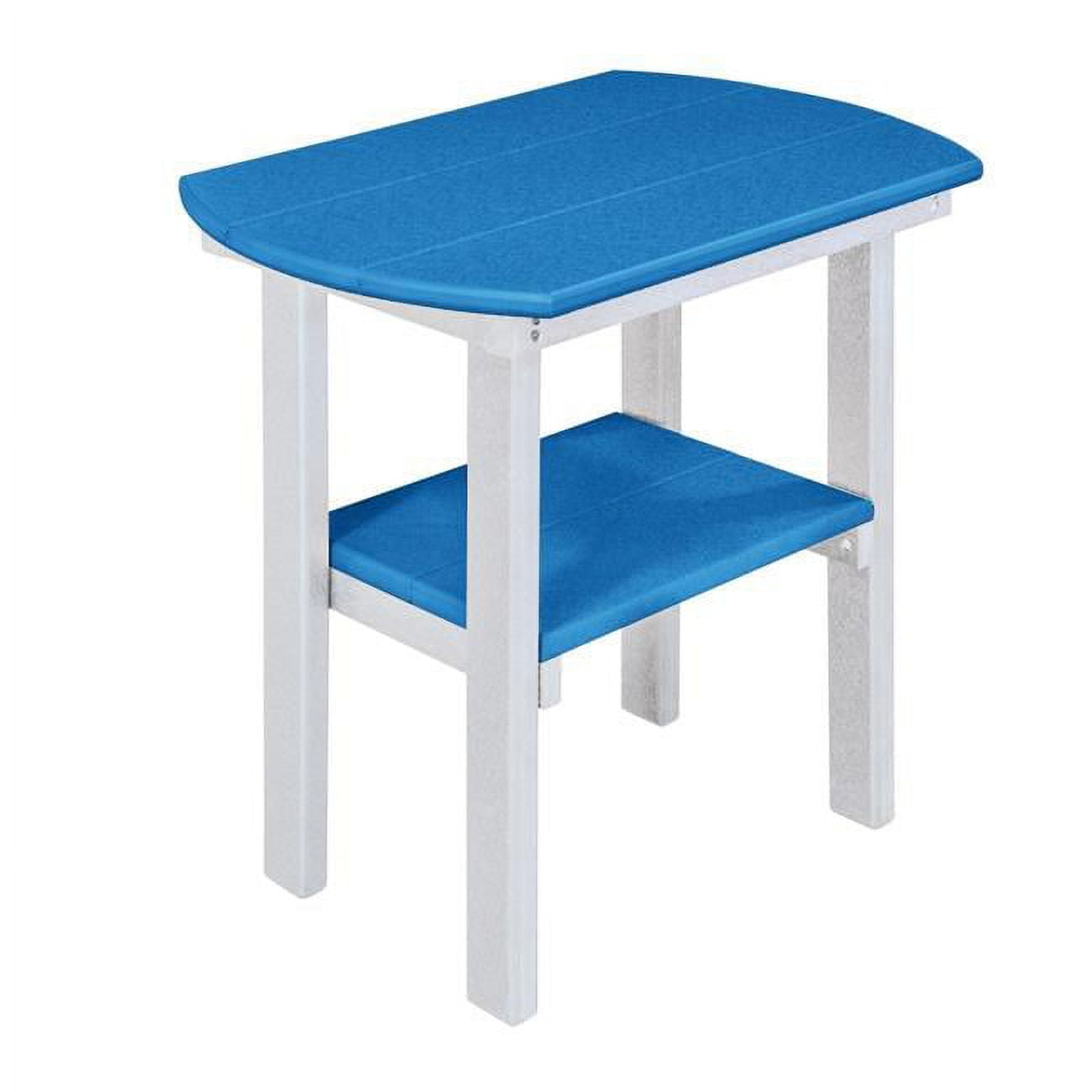 Oval End Table - Blue on White Base