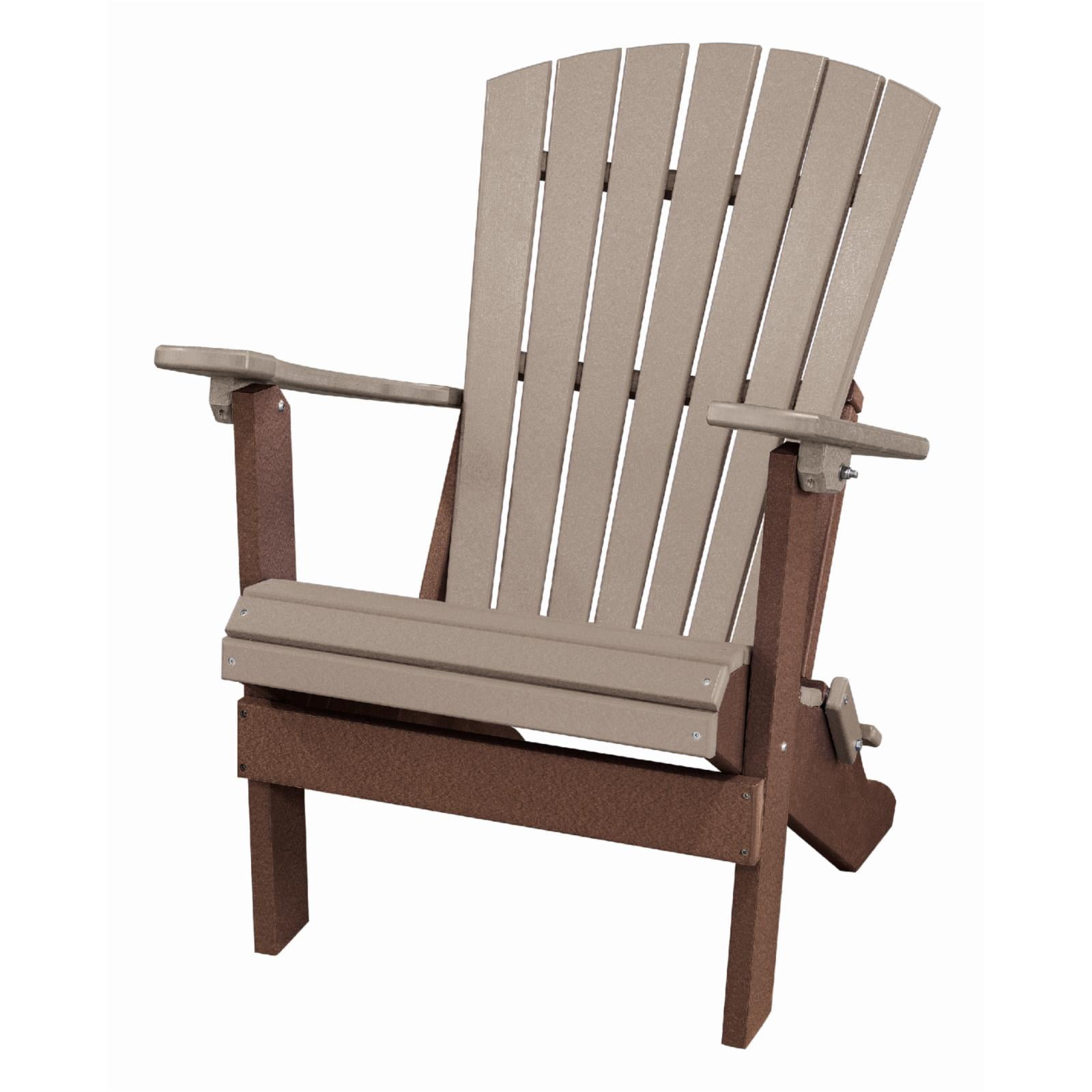 Picture of American Furniture Classics 519WWTB 41 x 29 x 35 in. OS Home & Office Fan Back Folding Adirondack Chair&#44; Weatherwood & Tudor Brown