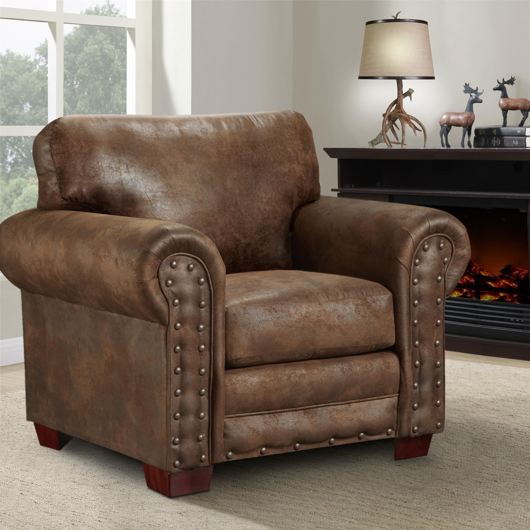 8501-20 36 x 88 x 37 in. Buckskin Arm Chair, Brown -  American Furniture Classics