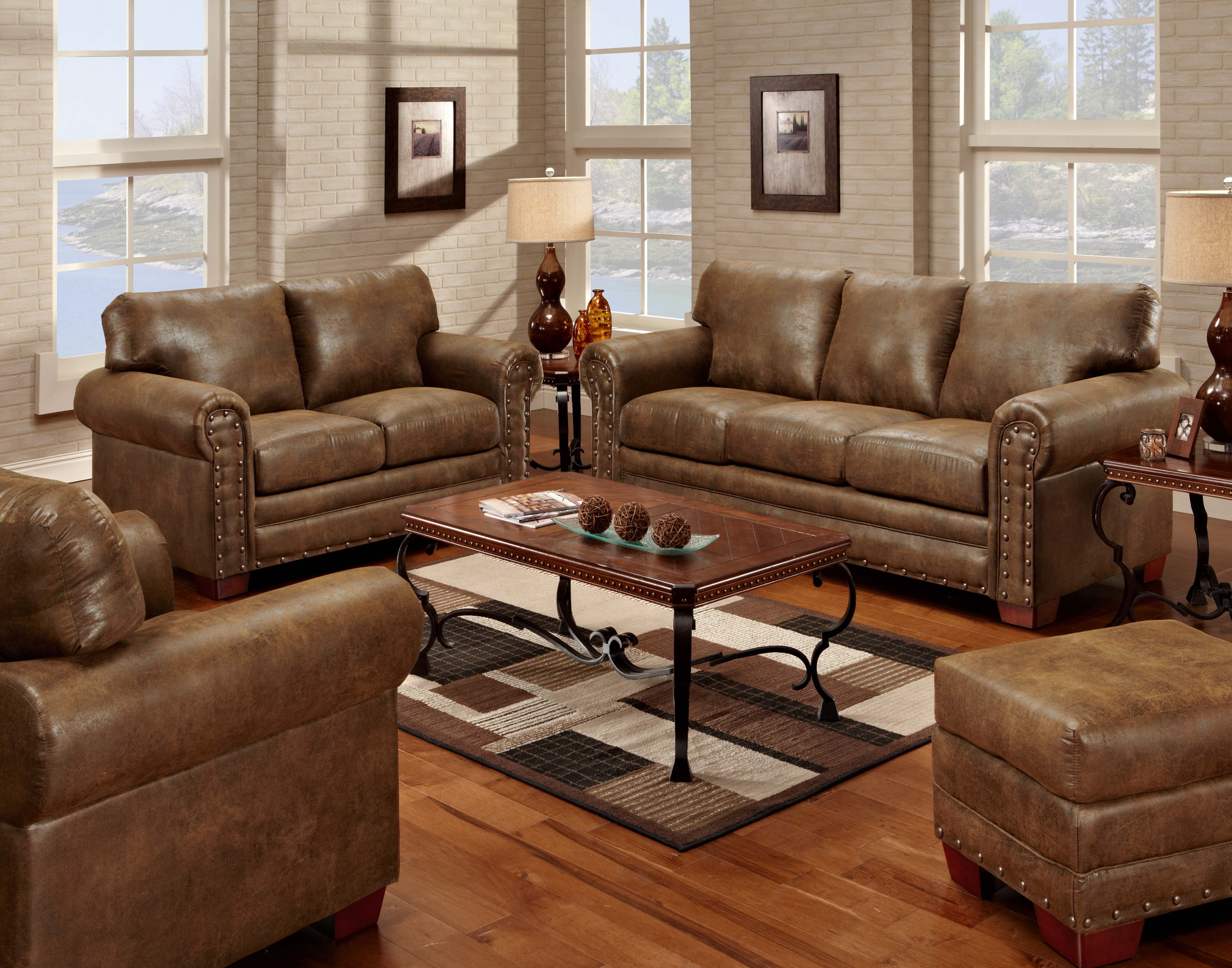 Picture of American Furniture Classics 8500-20 36 x 67 x 37 in. Buckskin Ottoman&#44; Brown