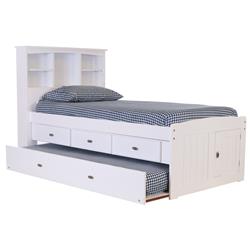 Picture of American Furniture Classics 0220-K3-KD 49.25 x 83 x 42 in. OS Home & Office Furniture Solid Pine Twin Captains Bookcase Bed with Twin Trundle & 3 Spacious Underbed Drawers&#44; Casual White