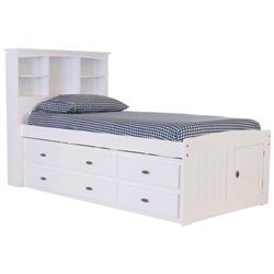 Picture of American Furniture Classics 0220-K6-KD 49.25 x 83 x 42 in. OS Home & Office Furniture Solid Pine Twin Captains Bookcase Bed with 6 Spacious Under Bed Drawers&#44; Casual White