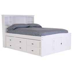 Picture of American Furniture Classics 0221-K6-KD 49.25 x 83 x 57 in. OS Home & Office Furniture Solid Pine Full Sized Captains Bookcase Bed with 6 Spacious Under Bed Drawers&#44; Casual White