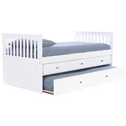 Picture of American Furniture Classics 0235-K3-R-KD 36 x 77 x 42.5 in. OS Home & Office Furniture Solid Pine Twin Rake Bed with Trundle Unit & Three Drawers&#44; Casual White