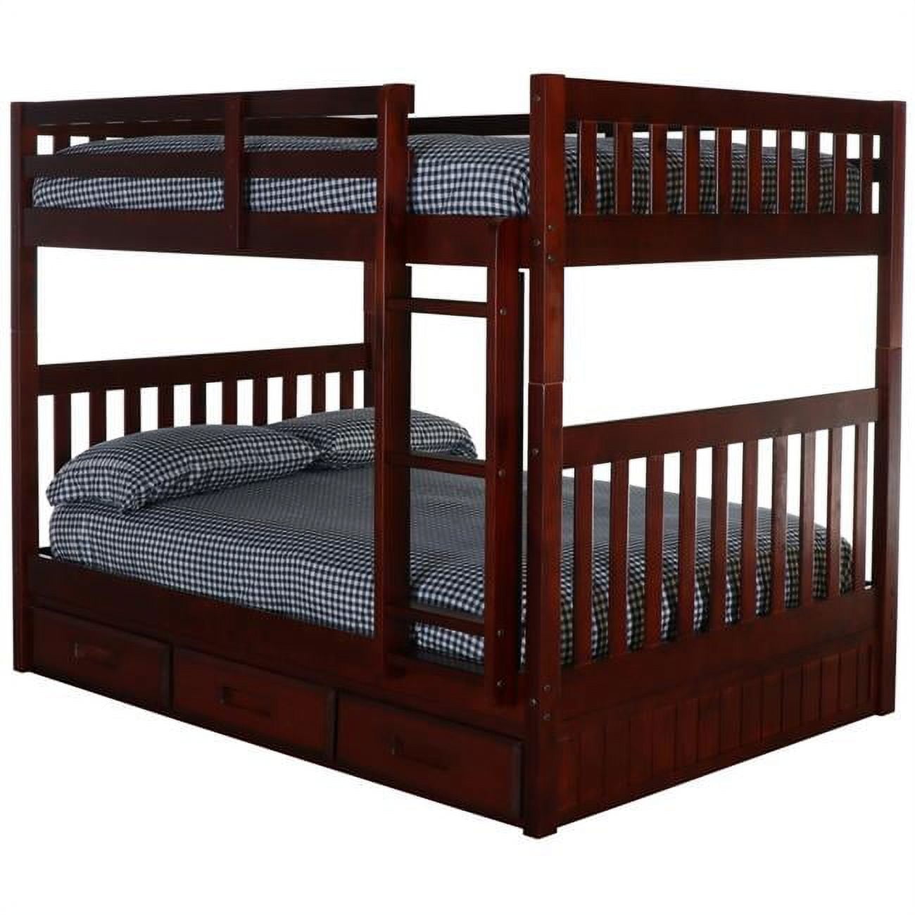 Picture of American Furniture Classics 82815-K3-KD 66 x 78 x 57 in. Full Over Full Bunk Bed with Three Drawers, Rich Merlot
