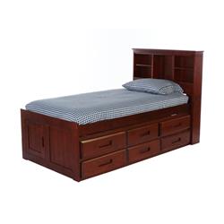 Picture of American Furniture Classics 2820-K6-KD 49.25 x 83 x 44 in. OS Home & Office Furniture Solid Pine Twin Captains Bookcase Bed with 6 Drawers&#44; Rich Merlot