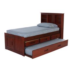 Picture of American Furniture Classics 2820-K3-KD 49.25 x 83 x 44 in. OS Home & Office Furniture Solid Pine Twin Captains Bookcase Bed with Twin Trundle & 3 Drawers&#44; Rich Merlot