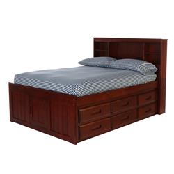 Picture of American Furniture Classics 2821-K6-KD 49.25 x 83 x 60 in. OS Home & Office Furniture Solid Pine Full Captains Bookcase Bed with 6 Drawers&#44; Rich Merlot