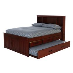 Picture of American Furniture Classics 2821-K3-KD 49.25 x 83 x 60 in. OS Home & Office Furniture Solid Pine Full Captains Bookcase Bed with Twin Trundle & 3 Drawers&#44; Rich Merlot