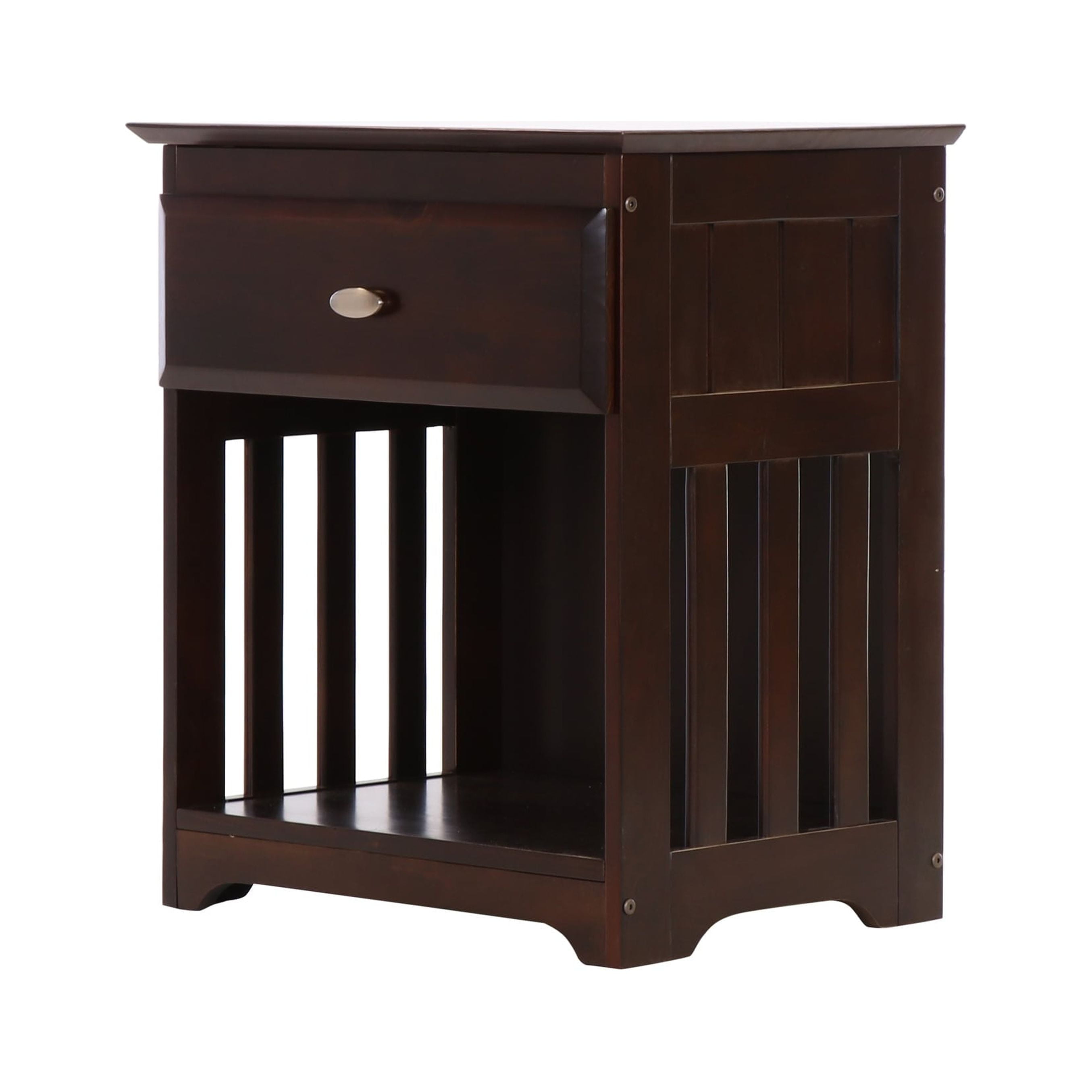 Picture of American Furniture Classics 82960KD 23 x 23 x 17 in. Solid Pine Nightstand with One Drawer & Open Storage&#44; Dark Espresso