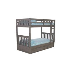Picture of American Furniture Classics 3210M-3-KD 79 x 41 x 64 in. Solid Pine Twin Bunk Bed with Three Drawers&#44; Charcoal Gray