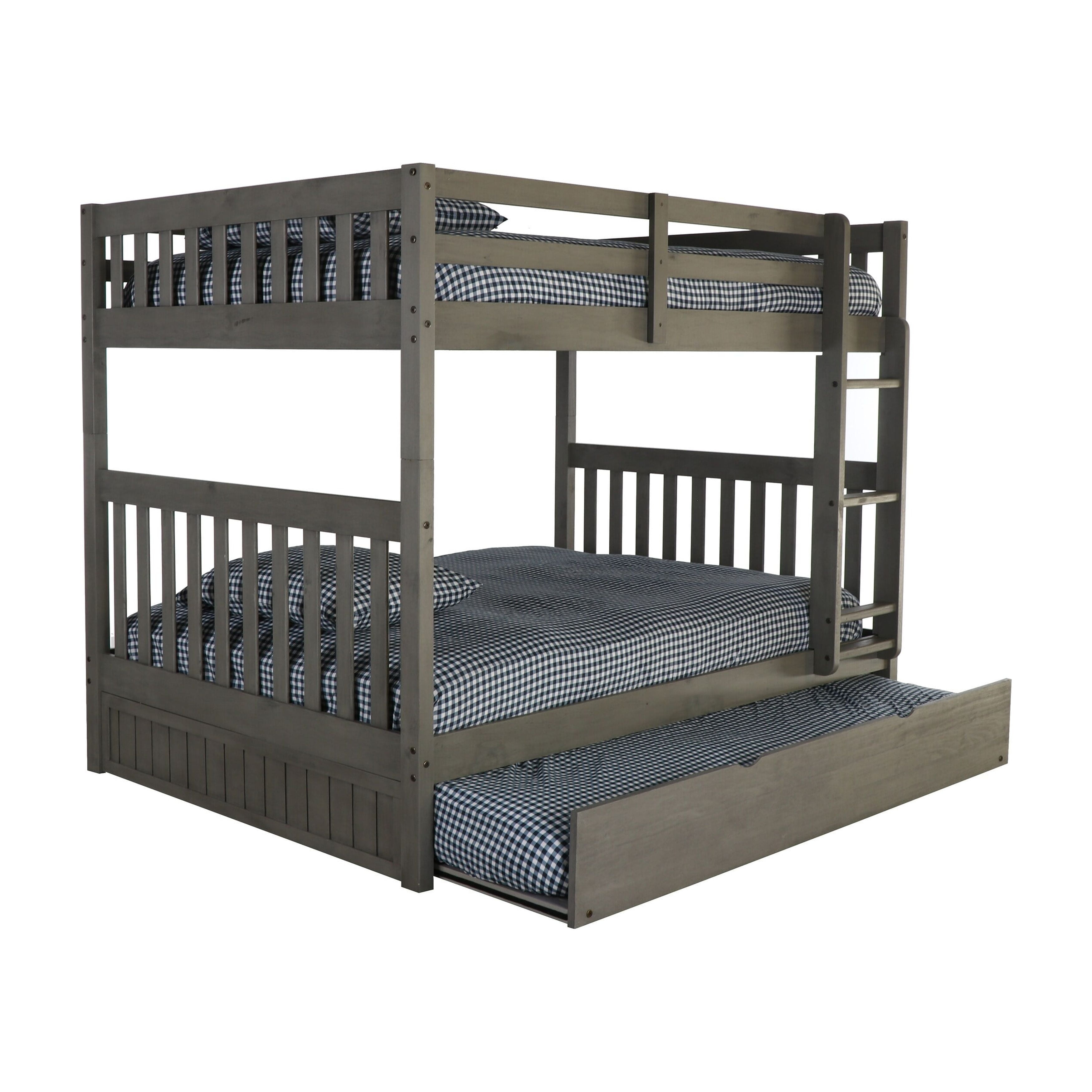 Picture of American Furniture Classics 83215-TRUN-KD 66 x 78 x 57 in. Full Over Full Bunk Bed with Twin Sized Trundle, Charcoal Grey