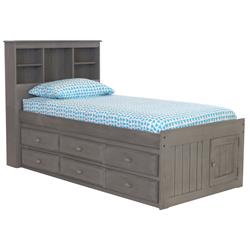 Picture of American Furniture Classics 3220-K6-KD 49.25 x 83 x 44 in. OS Home & Office Furniture Solid Pine Twin Captains Bookcase Bed with 6 Drawers&#44; Charcoal Gray