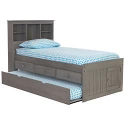 Picture of American Furniture Classics 3220-K3-KD 49.25 x 83 x 44 in. OS Home & Office Furniture Solid Pine Twin Captains Bookcase Bed with Twin Trundle & 3 Drawers&#44; Charcoal Gray