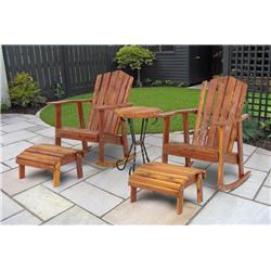 Picture of American Furniture Classics CC1500-K Warm Cedar Solid Missouri Cedar Adirondack Set with End Table&#44; Two Ottomans & Two Rockers - 4 Piece