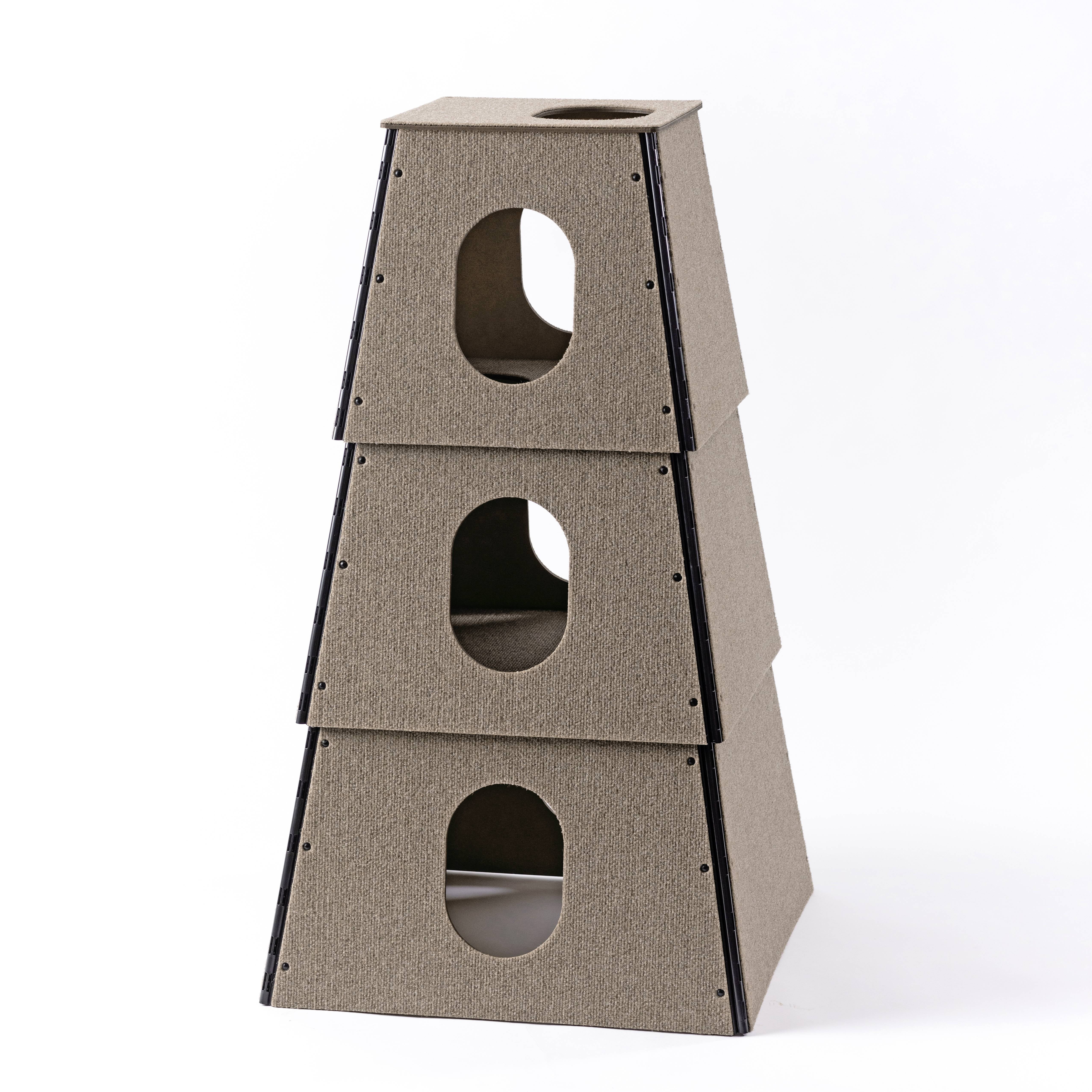Picture of Happy Stack HS3SQTAN1 Cat Tower Model Pyramid Design Indoor & Outdoor Carpet&#44; Tan