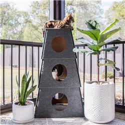 Picture of Happy Stack HS3SQGRYLG Cat Tower Model Pyramid Design Indoor & Outdoor Carpet for Large Cats&#44; Grey