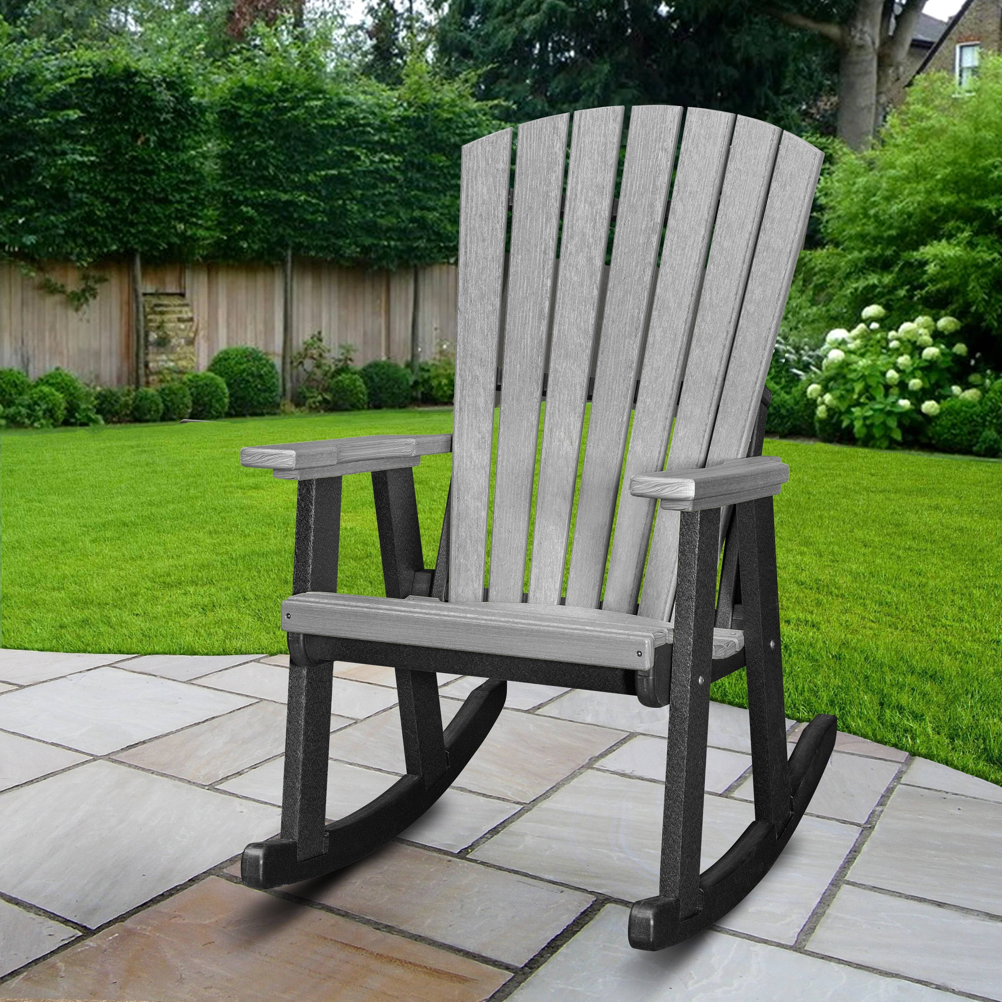 42 x 24.5 x 24 in. Rocking Chair, Light Gray with a Black Base