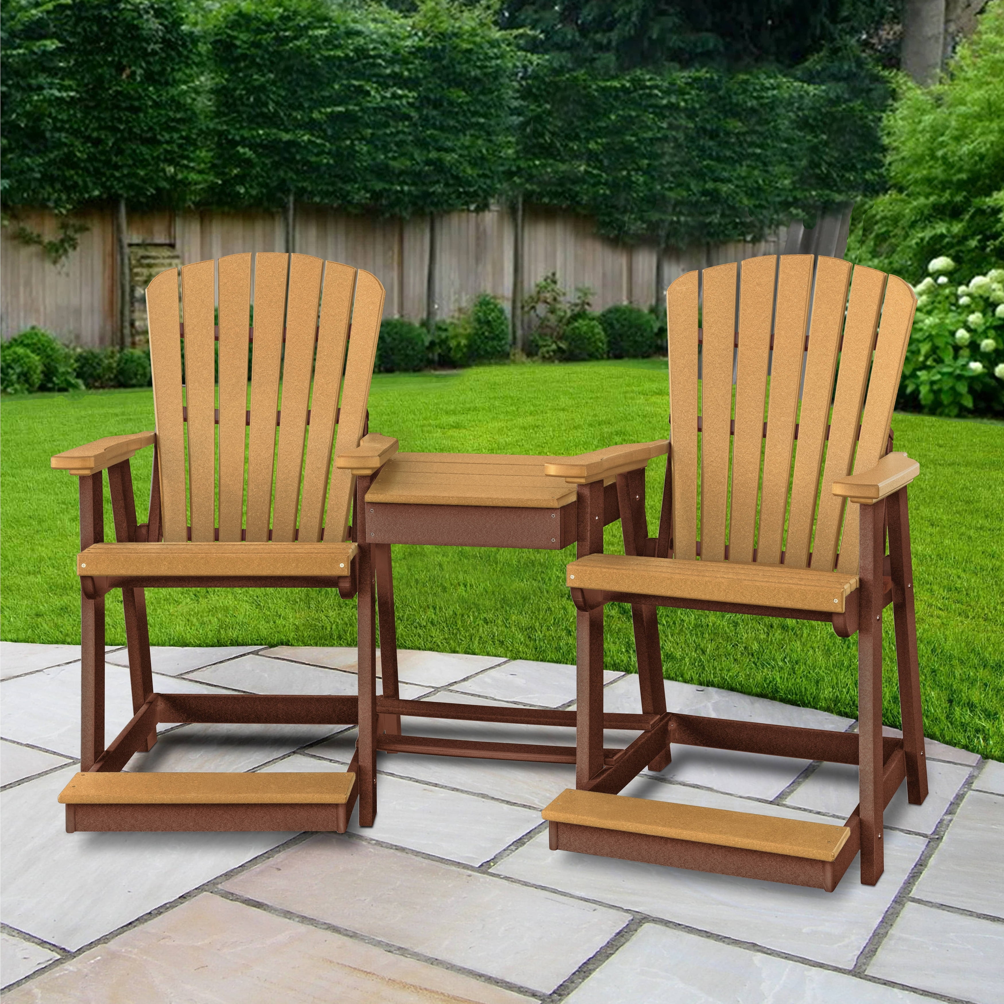48 x 62 x 22 in. Counter Height Settee Table Combo, Cedar with a Tudor Brown Base