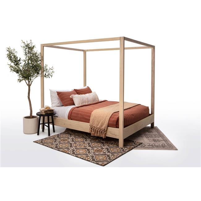 Picture of American Furniture Classics QUEEN CANOPY Canopy Bed with Raised Platform, Natural - Queen Size