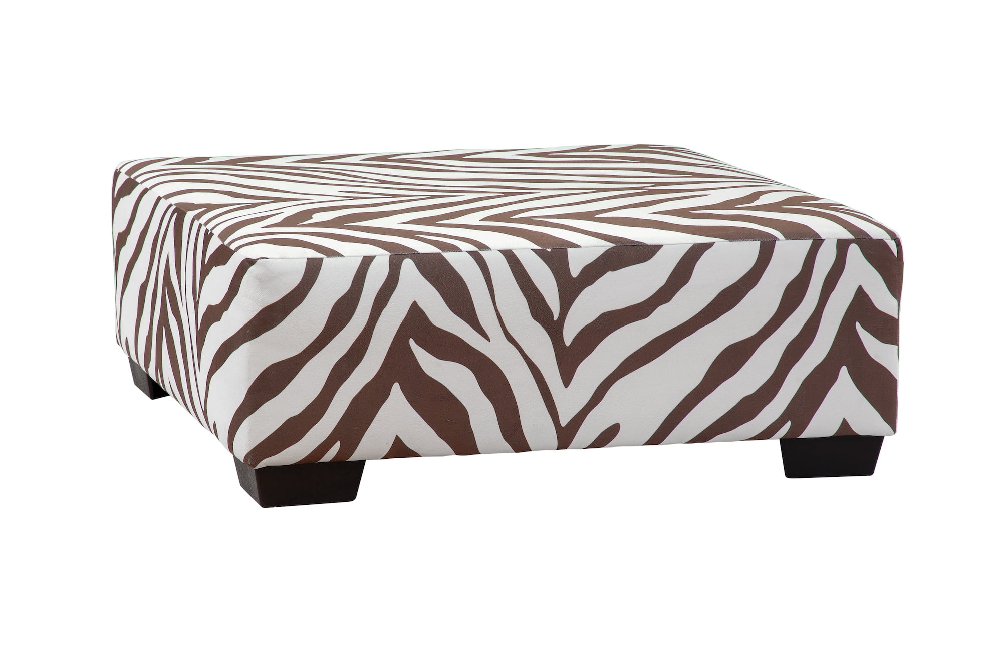 Picture of American Furniture Classics 08CTA-A413V2 40 x 40 x 16 in. Square Arm Series Zebra Upholstered Ottoman&#44; Brown & White