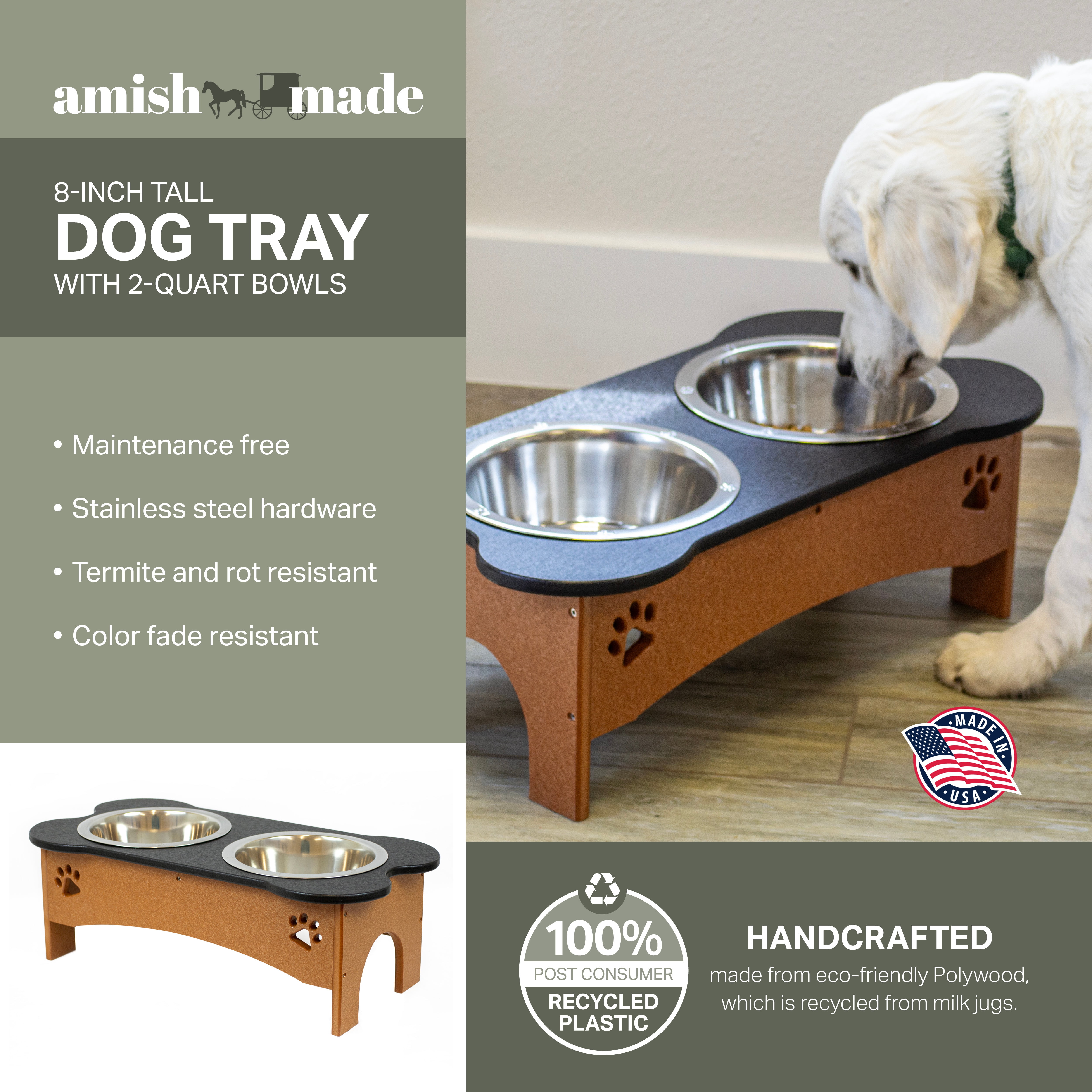 Picture of Outdoor Leisure Products & American Furniture Classics GMDBKC 8 in. Made of High Density Poly Resin High Double Water & Food Bowl for Taller Dogs