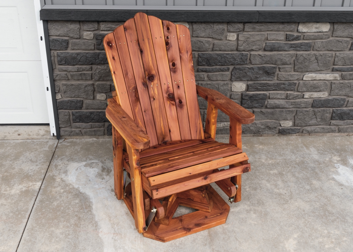 Cedar Adirondack Swivel Glider Chair - Brown - 23 in. - Comfortable Design