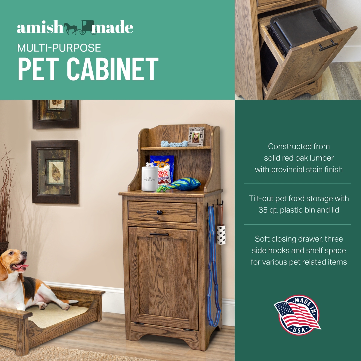 Picture of American Furniture Classics MPPCT0 22.5 in. Multi Purpose Pet Cabinet with Tilt Out