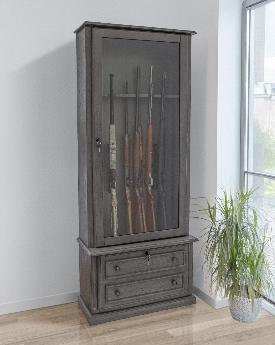 Picture of American Furniture Classics 860 Model 860 Classic 12 Gun Cabinet with Tempered Glass&#44; Grey