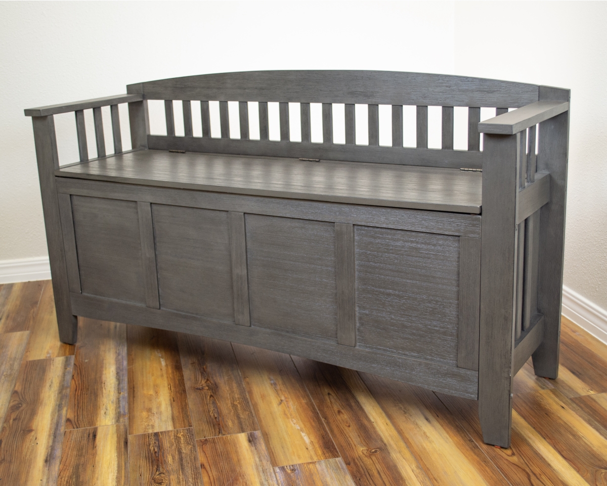Picture of American Furniture Classics 508 Model 508 Entryway Gun Concealment Bench&#44; Mountain Grey