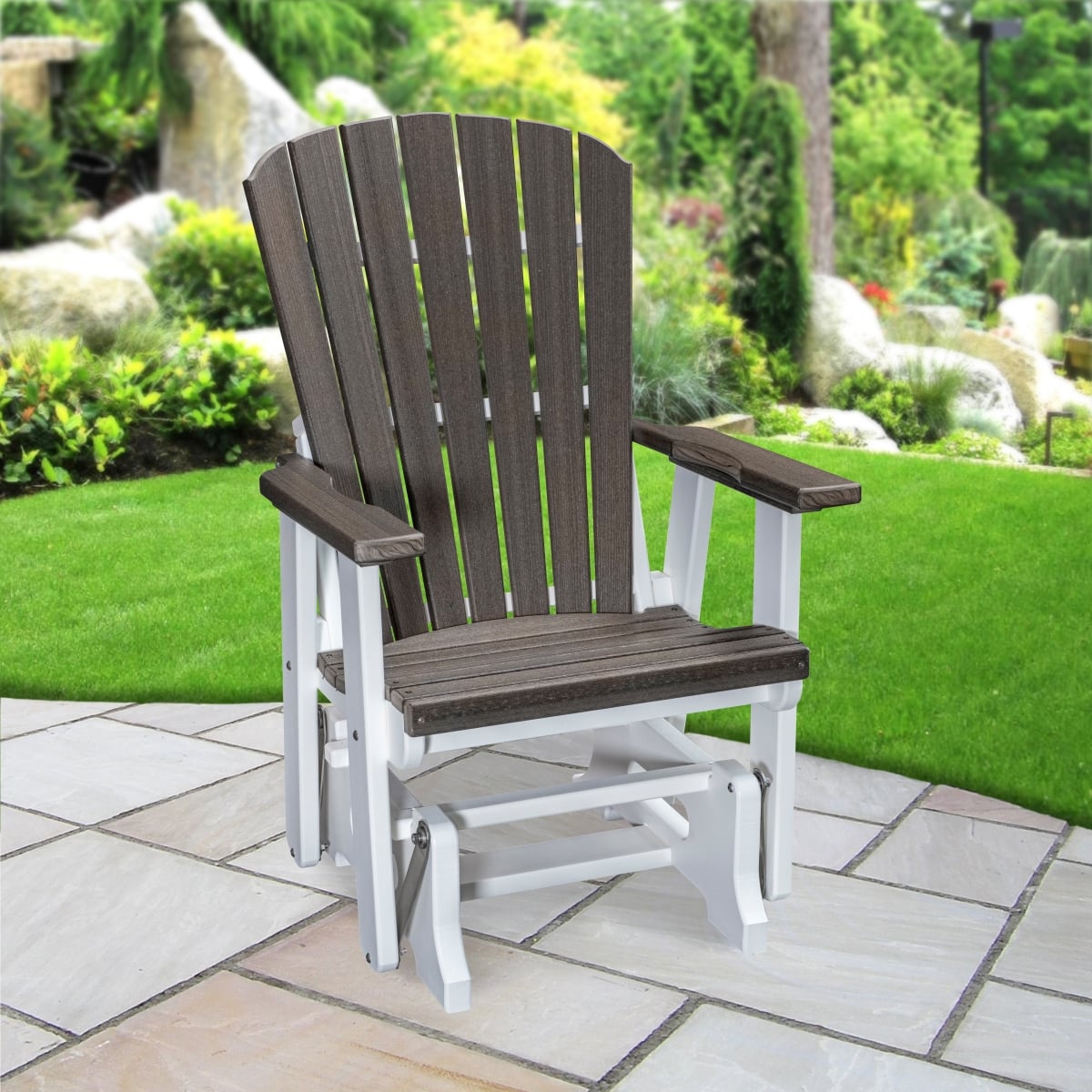 515CGWT Fan Back Glider in Coastal Gray Woodgrain with a White Base