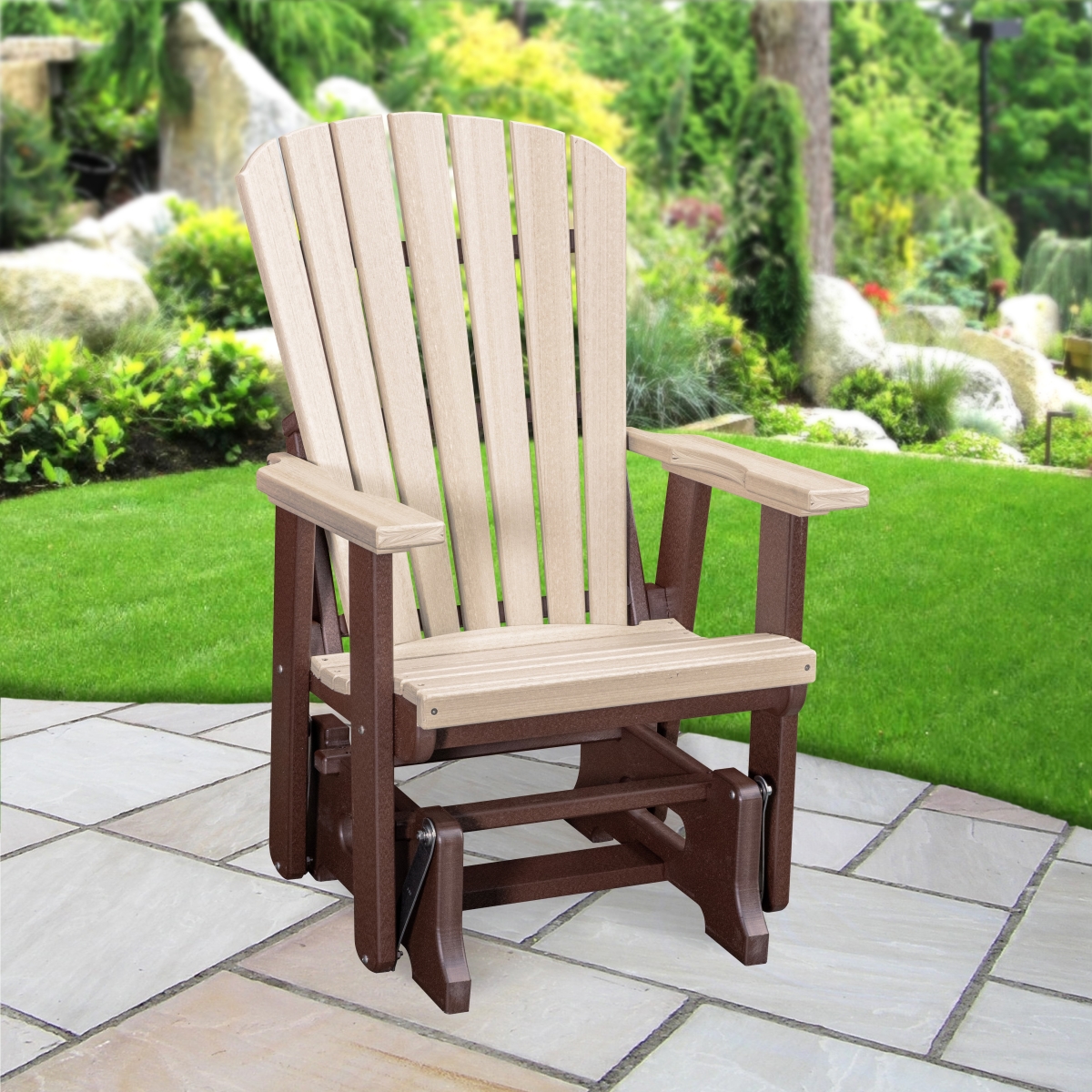 515BITB Fan Back Glider in Birchwood with a Tudor Brown Base