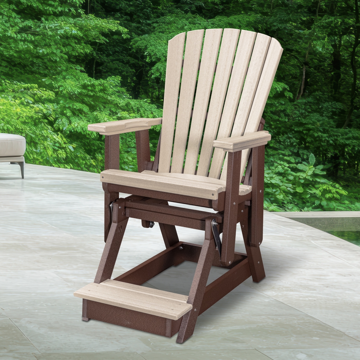 516BITB Fan Back Balcony Glider in Birchwood on a Tudor Brown Base