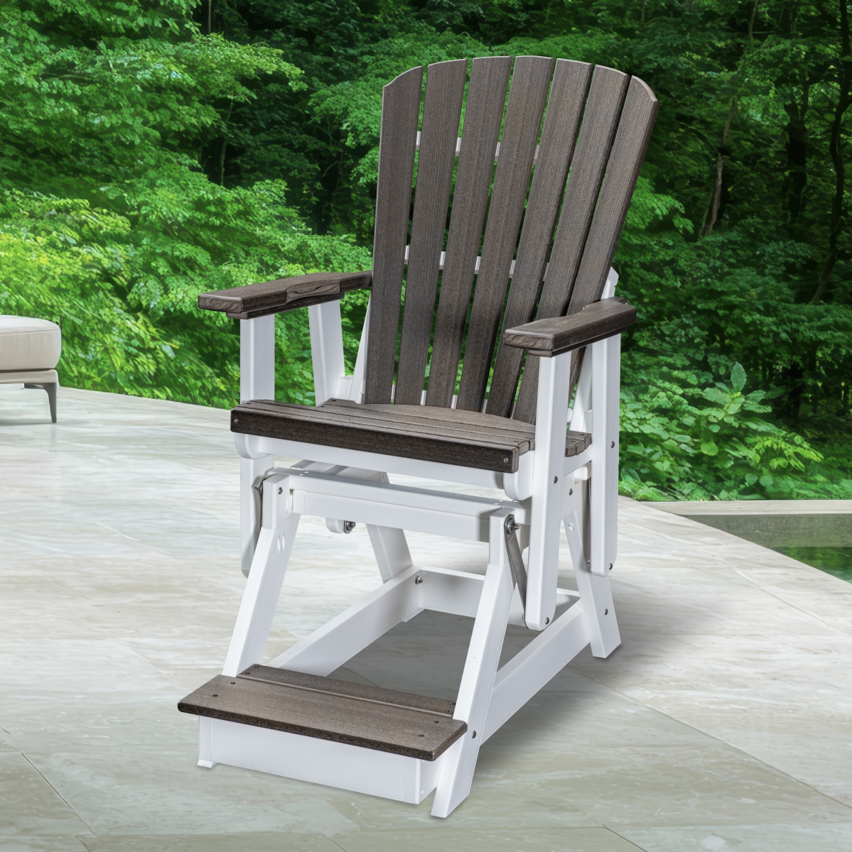 516CGWT Fan Back Balcony Glider in Coastal Gray on a White Base