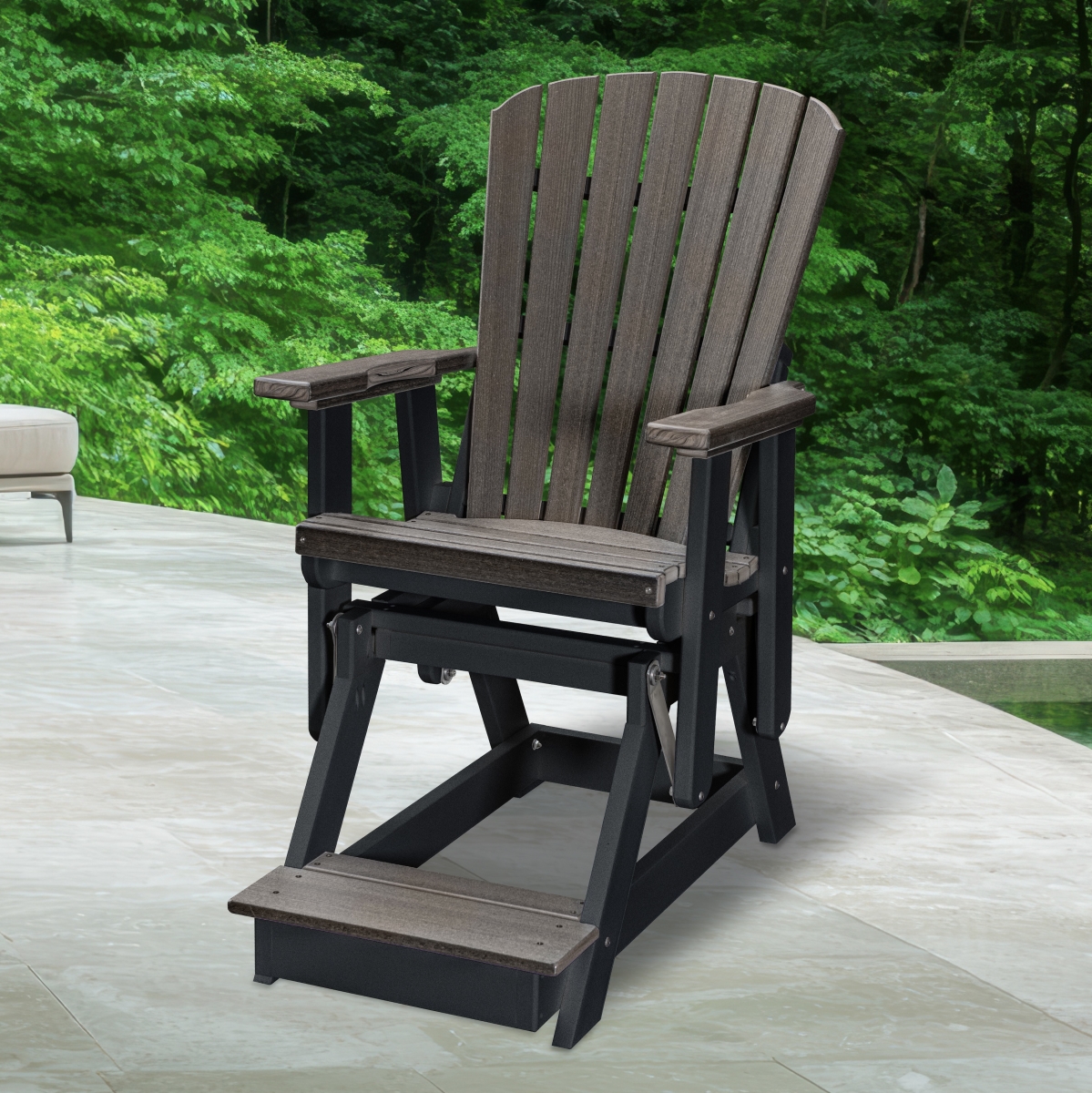 516CGBK Fan Back Balcony Glider in Coastal Gray on a Black Base