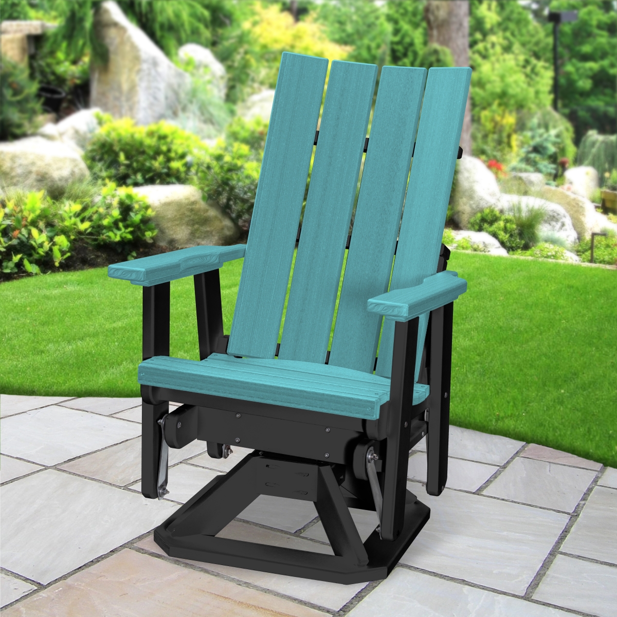 Picture of American Furniture Classics 410ARB Brandon Swivel Glider&#44; Aruba Blue on a Black Base