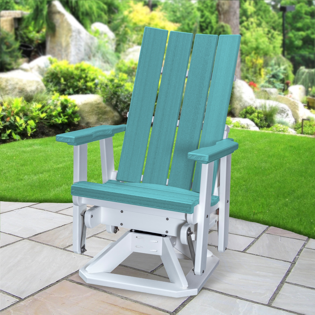 Picture of American Furniture Classics 410ARW Brandon Swivel Glider&#44; Aruba Blue on a White Base