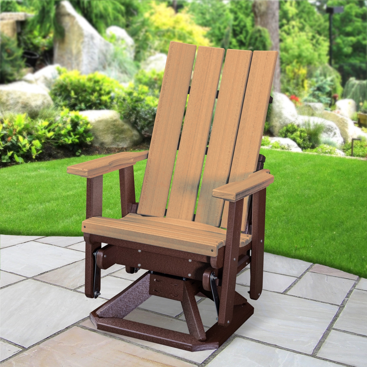 Picture of American Furniture Classics 410CTB Brandon Swivel Glider&#44; Cedar on a Tudor Brown Base